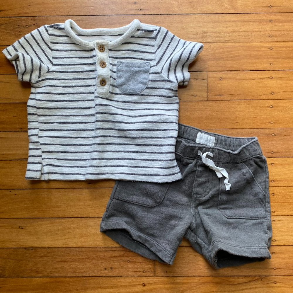 Carter’s Little Planet Charcoal 2-Piece Organic Cotton Set Shorts 12 Month Boy